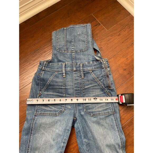 Madewell Skinny Overalls Raw Hem Denim Overalls Medium Blue Wash Size XS H5926 - Picture 10 of 11